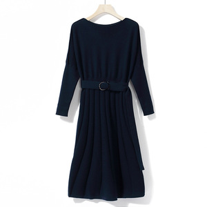 <span class=keywords><strong>Robe</strong></span> en <span class=keywords><strong>laine</strong></span> tricotée à manches longues pour femmes, nouvelle collection - Product Image 4