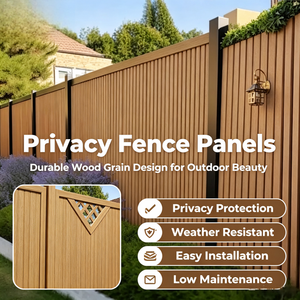 <span class=keywords><strong>Panneaux</strong></span> de clôture tubulaires 3D 5mm 1.5x2.5 et portes extérieures en WPC de 3m de long, couleur noyer, pour jardin, cour arrière et enclos pour chien - Product Image 3