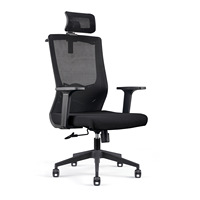 Chaise de bureau ergonomique moderne et minimaliste avec accoudoirs, appui-tête, dossier en maille confortable et pivotant, chaise de personnel réglable en hauteur