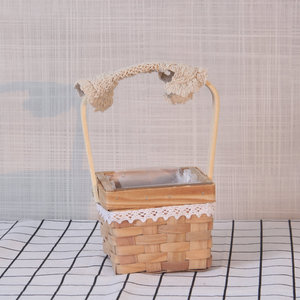 Handmade Round Straw Woven Flower <b>Basket</b> With Handle For Home Decor And Gift - Product Image 3