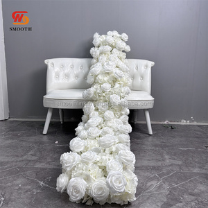 Chemin de table personnalisé en fleurs de rose lisses, 2 mètres, rangée de fleurs rouges, série de fleurs, toile de fond de rose pour la décoration de mariage - Product Image 6