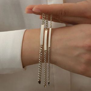 Xinfly 18k Pure Gold <b>Solid</b> Engraved Bar Cuban Link Chain Nameplate <b>Bracelet</b> - Product Image 5