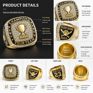 Anello Commemorativo Sportivo Personalizzato in Metallo per Uomo, Premio per Softball, Basket, Baseball, Calcio, Boxe - Product Image 3