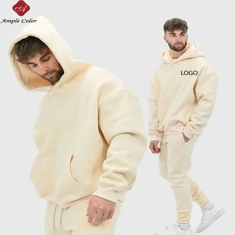 Özel Logo kalın eşofman spor salonu spor giyim eğitim koşu elbisesi iki parçalı Hoodie ve pantolon seti erkekler için eşofman