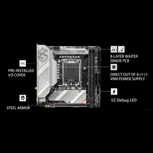 MSI MPG B760I EDGE WIFI Mini-<span class=keywords><strong>ITX</strong></span> Desktop Placa-Mãe <span class=keywords><strong>DDR4</strong></span> SATA 6G Wi-Fi 6E 2.5Gbps LAN Intel H610 Chipset <span class=keywords><strong>DDR4</strong></span> RAM - Product Image 2