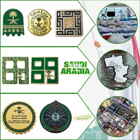 Autocollant décoratif de téléphone d'insigne d'emblème saoudien avec le palmier de date et le motif de cimeterre épingle en métal commémorative transfrontalière