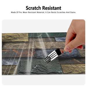 Carreaux de crédence autocollants en pierre rétro, design rustique rectangulaire pour murs de cuisine - Product Image 3