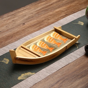 Vassoio di bambù naturale di alta qualità e stile giapponese in legno Sushi Boat eco-friendly cibo fatto a mano strumenti di servizio - Product Image 1
