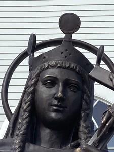 Chiesa del regalo religioso in ottone cattolico Saint Margaret all'aperto giardino statua a grandezza naturale scultura in bronzo personalizzata - Product Image 4
