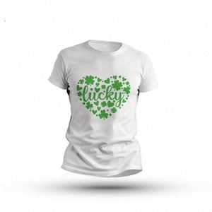 เสื้อยืดคอกลมลายกราฟิกโคลเวอร์สี่แฉกสำหรับวันเซนต์แพทริค ขายส่ง เสื้อยืดสีเขียวลำลองแบบสั่งทำพิเศษ - Product Image 2