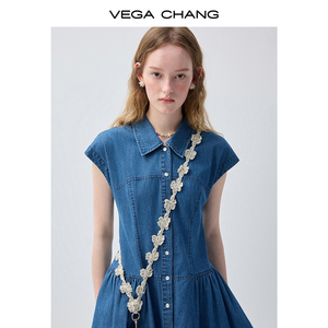 <span class=keywords><strong>Vestido</strong></span> <span class=keywords><strong>Camisero</strong></span> Azul <span class=keywords><strong>Vaquero</strong></span> VEGA CHANG para <span class=keywords><strong>Mujer</strong></span> con Cuello y Mangas Cortas, Botones, Corte en A, Mini <span class=keywords><strong>Vestido</strong></span> Casual - Product Image 5
