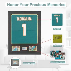 Vitrine murale JDECO en bois et verre trempé <span class=keywords><strong>pour</strong></span> maillots de football, basketball et hockey avec <span class=keywords><strong>passe</strong></span>-<span class=keywords><strong>partout</strong></span> noir - Product Image 3