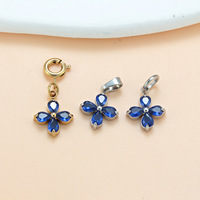 Pendentif trèfle à quatre feuilles en zircon serti griffes en tungstène 10 mm, breloque pétale en zircon chic et de niche pour colliers et bracelets DIY