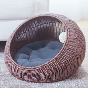 Винтажная плетеная комнатная корзина ручной работы для домашних животных, домик для кошек, ротанговая корзина для кошек, Лежанка для собак - Product Image 4