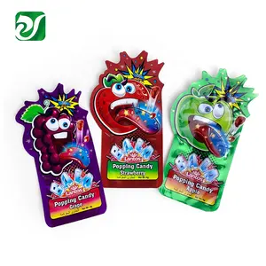 LOGO Printed Custom Candy Packaging Sachet Shaped Popping Candy Lollipop Plastic Bag