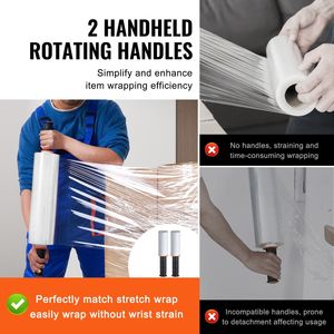 DB Wholesale 80 Gauge Clear Durable 15 pulgadas X 1200 pies Resistencia industrial Heavy Duty Stretch Wrap Roll 2 Pack 500mm Ancho - Product Image 4