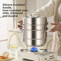 Casserole vapeur à double fond en acier inoxydable 316 de haute qualité, couvercle en acier inoxydable, capacité extra-large, multifonctionnelle