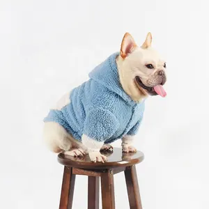 Haute qualité en peluche chaud chien polaire vestes coupe-vent bouledogue français vêtements petit moyen chien manteaux vêtements pour animaux de compagnie hiver avec chapeau