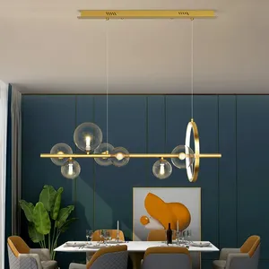 JYLIGHTING Hot selling 7/10 BULBS Gold blown glass kitchen chandelier Modern Kitchen Island Light with Glass Globe Shade