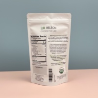 Sacs refermables en PE de qualité alimentaire avec fermeture éclair, design personnalisé, pour poudre de thé matcha, logo personnalisé, MOQ 100 pièces