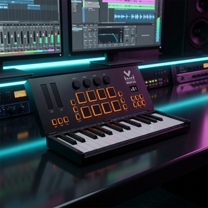 Teclado MIDI Multifuncional Midiplus Band <span class=keywords><strong>Keytar</strong></span> de 25 Teclas Sensibles a la Velocidad con 7 Pads de Percusión RGB y Modo de Arpeggio - Product Image 3