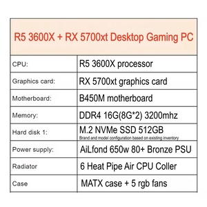R5 3600X Cpu 5700XT DDR4 for Black Myth: Wukong 2K Full Gaming <b>Pc</b> CUSTOM Computer <b>Set</b> Equipment Desktops Wholesale Build <b>Pc</b> - Product Image 2