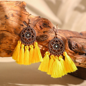 Ensemble de bijoux bohèmes à pampilles, collier et boucles d'oreilles en alliage plaqué bronze antique, bijoux de mode pour femmes - Product Image 4