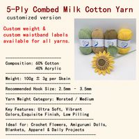 Fil à crocheter en coton peigné 5 brins 100g, fil mélangé moyen-épais pour la confection de poupées, bouquets de fleurs, tricot et tissage