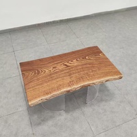 Table Basse Moderne en Bois Massif à Bord Brut, Robuste et Écologique, Polyvalente pour Bar à Domicile et Salle à Manger, Plateau en Bois de Qualité 1,0 m