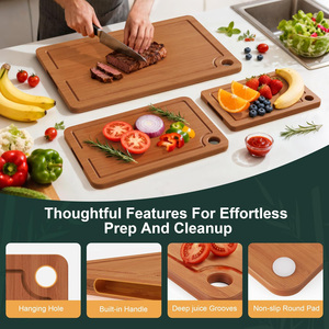 Juego de tablas de cortar de bambú carbonizado de 3 capas, antihongos, aptas para cuchillos, no tóxicas, antideslizantes, para cocina y carnicerí<span class=keywords><strong>a</strong></span> - Product Image 4
