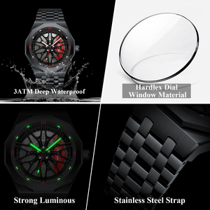 Reloj Poedagar 809 para Hombre, Diseño de <span class=keywords><strong>Rueda</strong></span> Giratoria, Resistente al Agua, Luminoso, de Acero Inoxidable, Cuarzo, Montres Hommes - Product Image 4