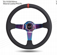 Setir Balap Universal 3 Spoke Versi Modifikasi Kulit PVC PU Diameter 320mm 350mm Cocok untuk Audi Volkswagen Porsche