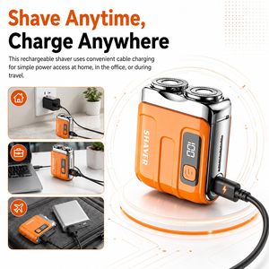 Afeitadora Eléctrica Portátil para Hombre de 300 mAh, IPX5 Impermeable, Inalámbrica, Recargable, Recortadora de Barba, Tipo-C, Pantalla LCD Digital, Mini Afeitadora - Product Image 5