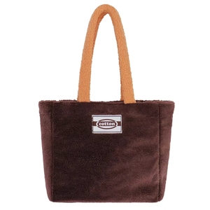 Bolso de mano de felpa marrón de gran capacidad para mujer y niña, estilo Teddy Sherpa, de moda, de fábrica en Vietnam, con certificación Sedex 4P - Product Image 6