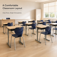 Ensemble de chaise et de bureau d'école ergonomique réglable en hauteur de haute qualité, table d'étude moderne pour la salle de classe, article durable pour l'éducation des enfants.