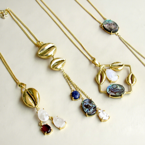 Collier Pendentif Coquillage Cauris Blanc Naturel, Bijou Fantaisie en Alliage, Plaqué Sans Nickel, Idéal pour Mariages, Fêtes, Cadeau - Product Image 1