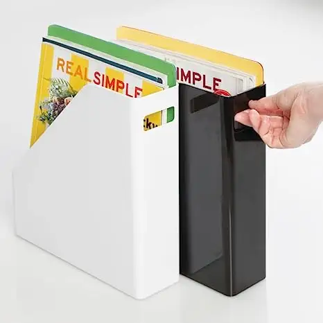 Caja organizadora de documentos de escritorio personalizada archivador rectangular blanco simple para revistas