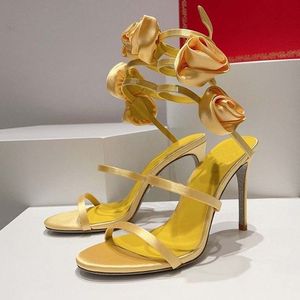 8CM/10CM Rose Flower Silver Bottom Tacon Altos Height Increasing Sandals Pencil Ankle <b>Wrap</b> Around Heels - Product Image 3