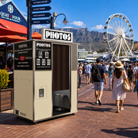 Machine de photomaton commerciale en acier inoxydable avec écran tactile, fonction d'impression DSLR/SLR pour smartphones et kiosque de paiement iPad