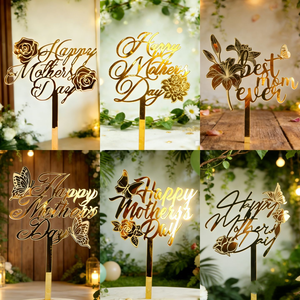 Décorations <span class=keywords><strong>de</strong></span> gâteau pour la fête des mères <span class=keywords><strong>de</strong></span> style Ins, fleurs et papillons imprimés, décorations <span class=keywords><strong>de</strong></span> gâteau en acrylique pour la fête des mères - Product Image 2