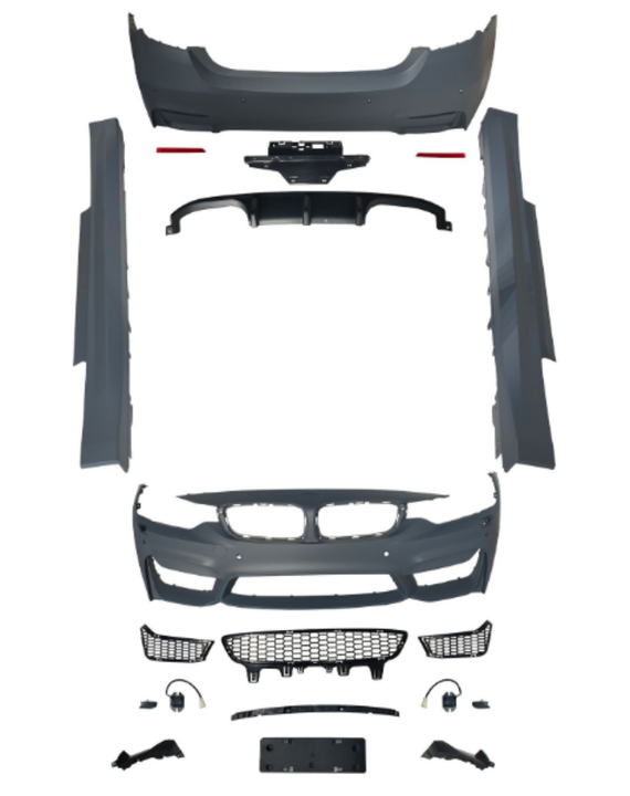 Body Kit for BMW 4 Series F32 F33 F36 Modified to M4 Front Bumper, Rear Bumper, Side Skirt, Four Exhaust Large Surround