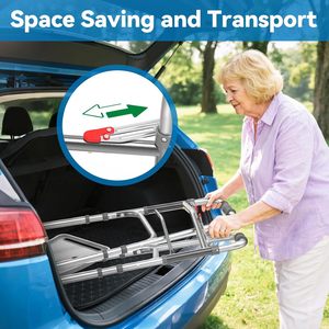 Deambulatore Pieghevole con Vassoio per Uso Medico, in Lega di Alluminio, per Adulti Bariatrichi e Anziani, con Ruote Anteriori, 350 kg - Product Image 3