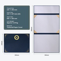 Porte-certificat en papier A4 personnalisé avec couverture rigide, estampage doré, porte-diplôme pour diplôme de remise de prix