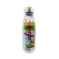Bouteille isotherme en acier inoxydable à double paroi de 17 oz/500 ml, souvenir d'Espagne et du Portugal, bouteille d'eau isolée, bouteille en acier inoxydable pour cola