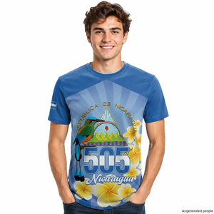 Camiseta al por mayor de bajo precio para el Día de la Independencia de <span class=keywords><strong>Nicaragua</strong></span> 1821, camiseta Guardabarranco, camiseta de cuello redondo transpirable para hombre con diseño de <span class=keywords><strong>Nicaragua</strong></span> - Product Image 1