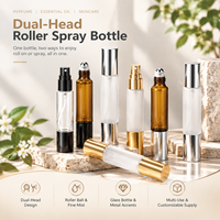 Flacon pulvérisateur vide à double embout rechargeable avec logo personnalisé, emballage cosmétique en verre à bille roulante, vente en gros OEM