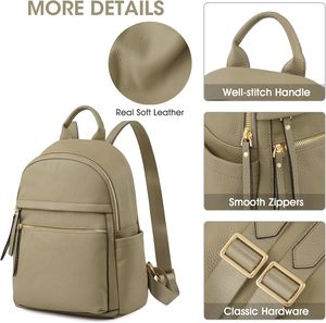 Genuine <b>Leather</b> Backpack Purse for Women Multi-functional Elegant Daypack <b>Soft</b> <b>Leather</b> Shoulder <b>Bag</b> Shopping Trip, Medium - Product Image 3