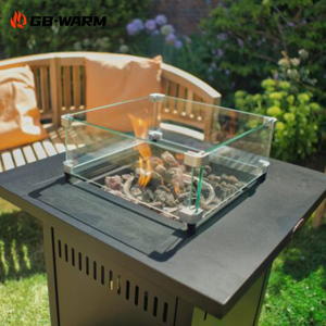 Mesa <span class=keywords><strong>de</strong></span> Fogata Cuadrada para Exteriores, Moderna, <span class=keywords><strong>de</strong></span> Acero, con Vidrio <span class=keywords><strong>de</strong></span> Seguridad, Alimentada con Propano, para Patio, Restaurante, Camping, Bar - Product Image 1