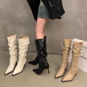 Factory Wholesale Women's Autumn/Winter/Summer CHUKKA <b>Boot</b> 2024 Fashion Waterproof Comfort Square Heel Mid-Calf Pointed Toe - Product Image 3