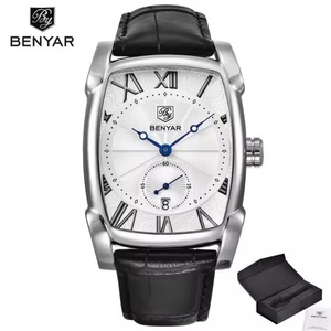 Relojes de pulsera para hombre BENYAR 5114 con correa de cuero, reloj informal para hombre, resistente al agua, marca de relojes de cuarzo, correa de cuero y aleación. - Product Image 2